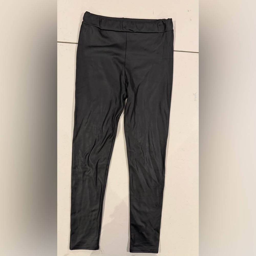Venti6 Faux Leather Black Leggings